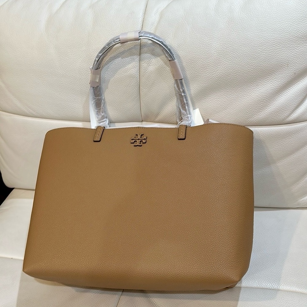NWT Tory Burch McGraw Leather Tote in Tiramisu Brown Color with Dust Bag - Picture 5 of 15